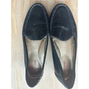 Marc Joseph New York Sz 7.5 Black Snake Skin Flats Driving Loafer Warren Street